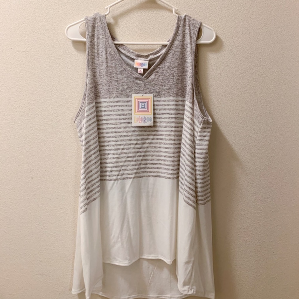 Cream and Heathered Gray Lularoe Kristina - Medium